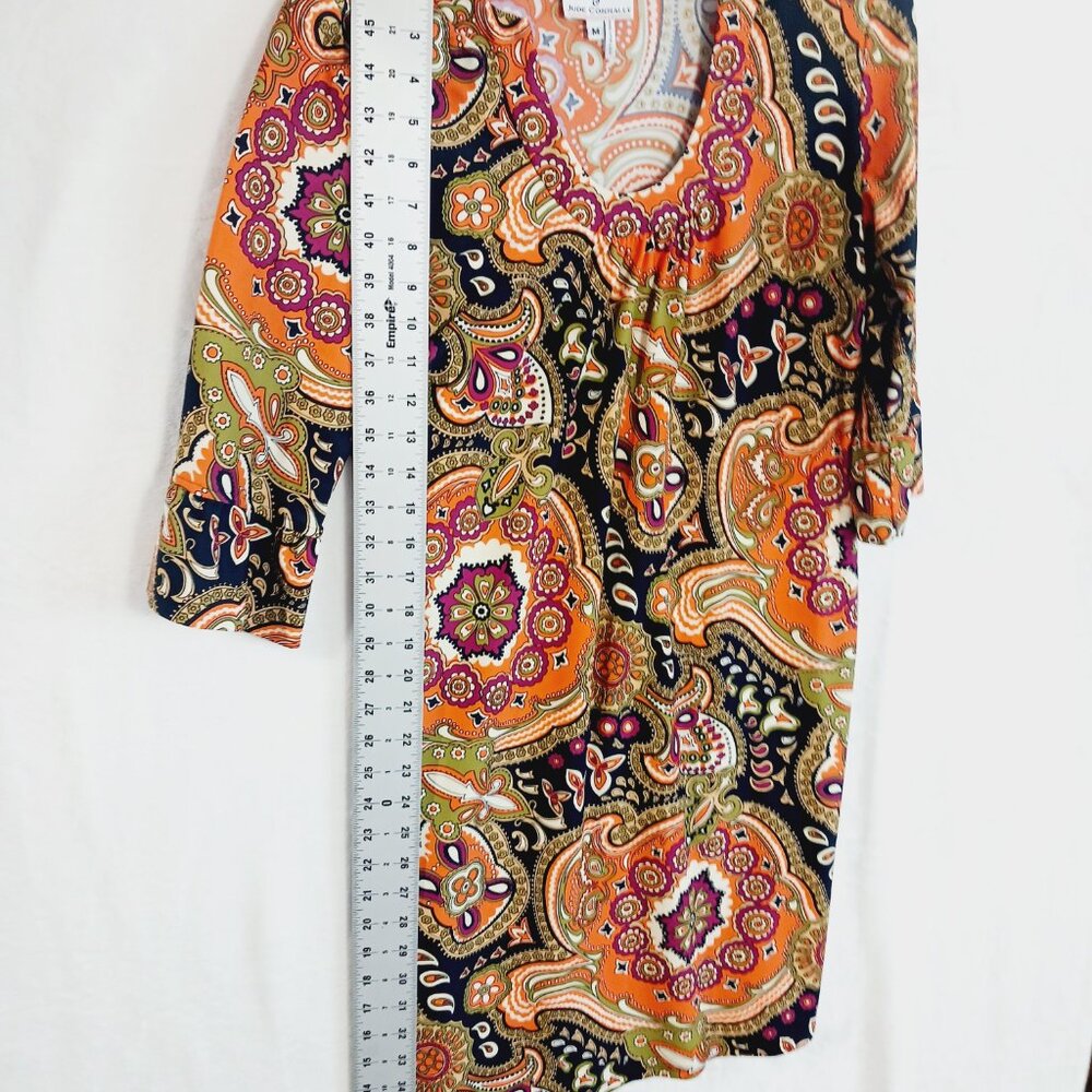 Jude Connally, Nancy's Print Dress, Size Medium, Black/Orange/Multi, Scoop Neck - Picture 7 of 10